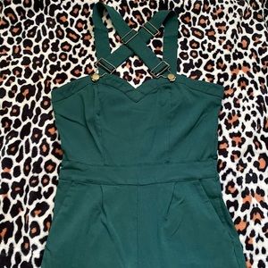 VOODOO VIXEN Capri length sweetheart neckline overalls